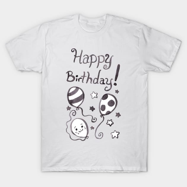 Watercolor Happy Birthday Balloons T-Shirt by saradaboru